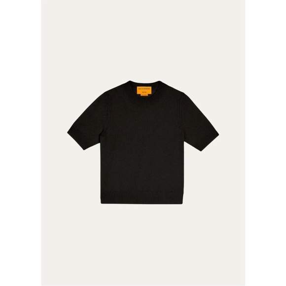 Guest in Residence Featherweight Cropped Cashmere Sweater Tee Black Size Small - Picture 3 of 12